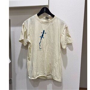 Vintage 90s Ibiza Blue Lizard Cream White 100% Cotton Tee Size L